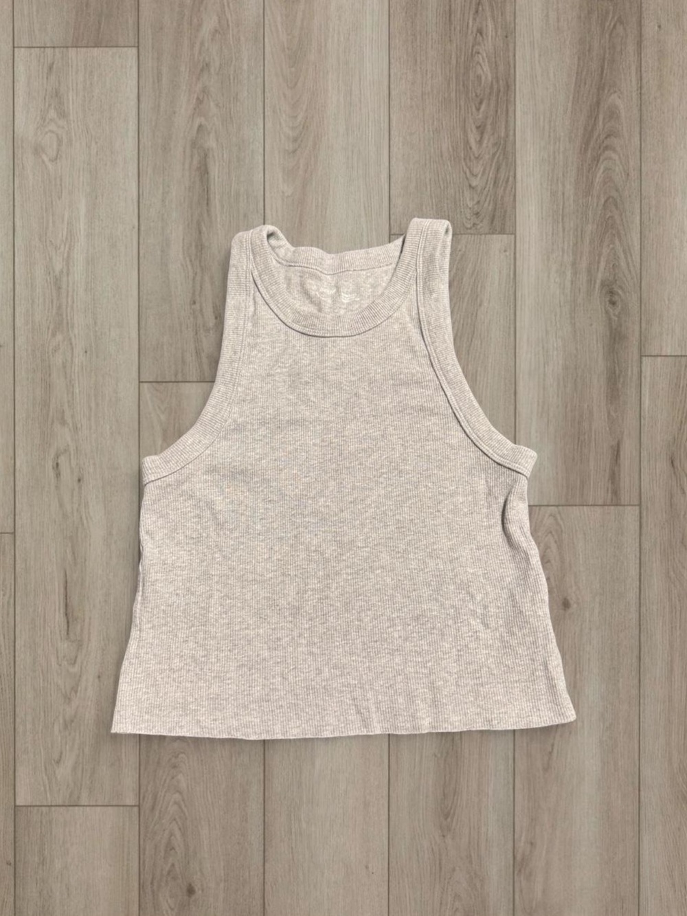 Light Gray Ribbed Tank Crop Top
